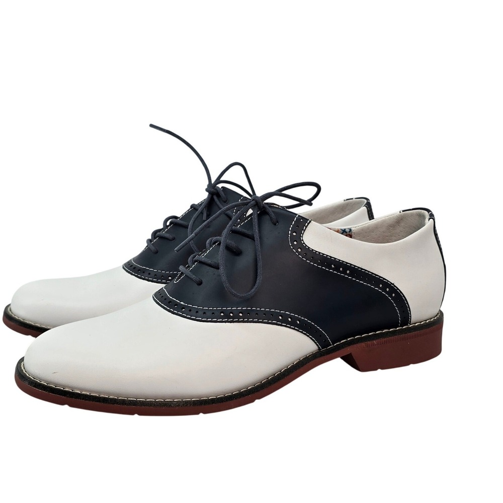 G.H. Bass Navy White Leather Saddle Shoes Oxfords 71-22291 Womens 10M